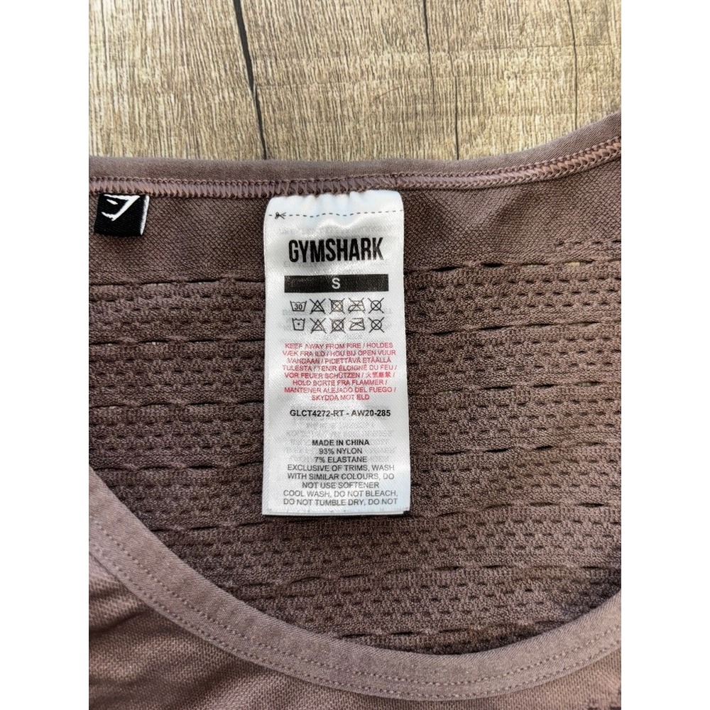 Gymshark Energy Seamless Crop Top Brown Taupe Racerback Sports Bra Tank Womens S - Picture 2 of 3